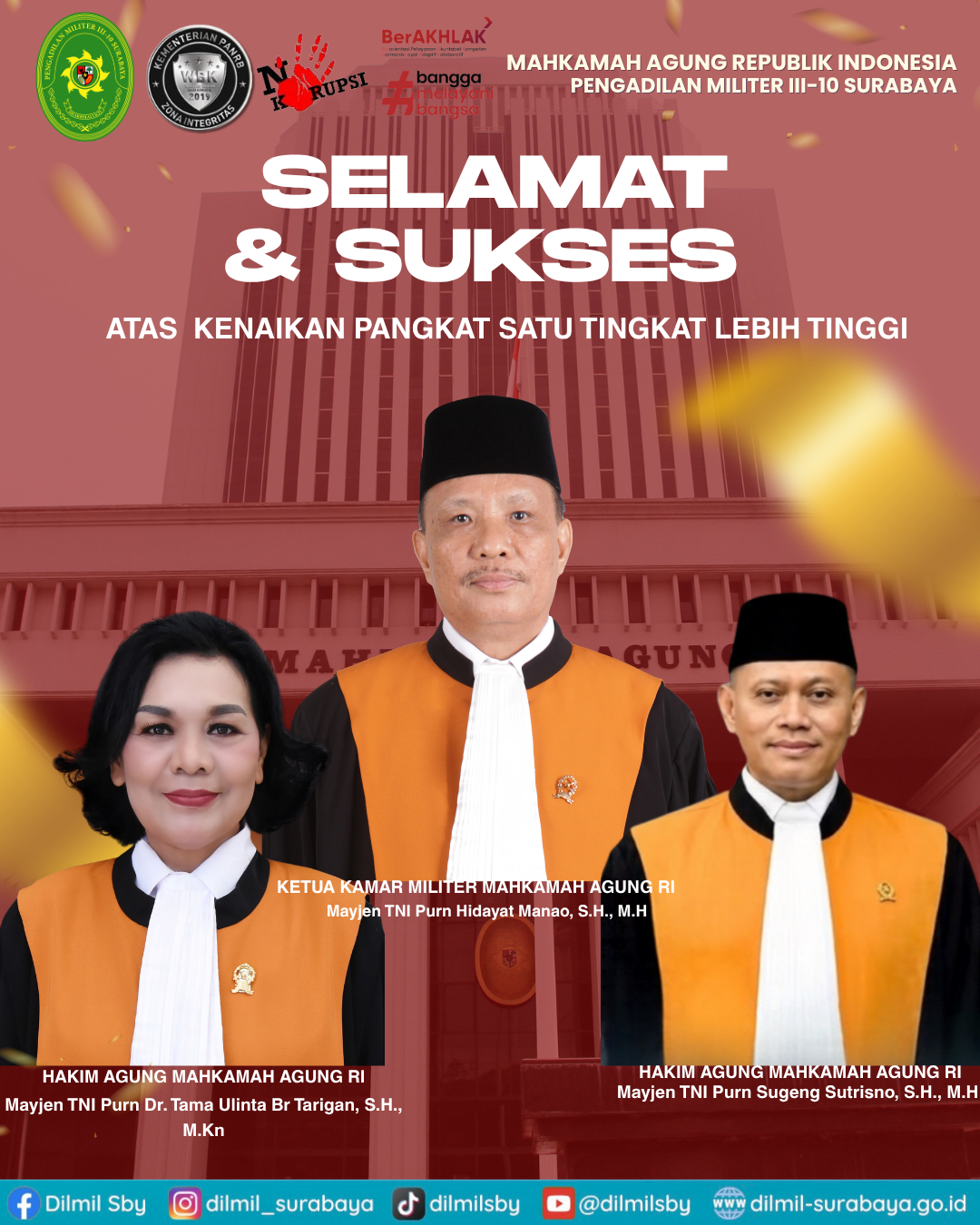 Selamat dan sukses atas kenaikan pangkat satu tingkat lebih tinggi